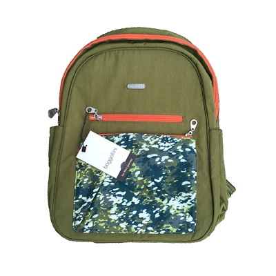 NWT Baggallini Cargo Backpack Green Laptop Commuter Travel 15" x 12" Lightweight