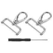 2Pcs Swivel Clasps, 1.5" D Ring Detachable Snap Hook with Screwdriver, Silver