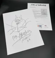 Ray Bradbury 11x14 ORIGINAL ART Cat Sketch SIGNED PSA/DNA Fahrenheit 451 Martian