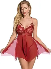 [ELEIN 2015] Women's Lingerie Set Open Front Mesh Chemise Nightdress Sexy Underwear for Women Honeymoon