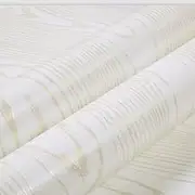 Faux Wood Grain Contact Paper Self Adhesive Vinyl Shelf Liner Covering for Kitchen Countertop Cabinets Drawer Furniture Wall Decal (60 x 300cm) (White-gold Sandalwood)