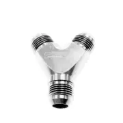 Aeroflow Brand Y-Block Inlet/Outlets 1 x -12 2 x -10 AN Silver Finish