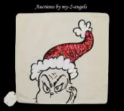 Pottery Barn Teen Dr. Seuss THE GRINCH FACE Pillow Cover RED SEQUIN *Christmas