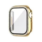 Bling PC Full Cover Watch Case Tempered Screen Protector - For Apple iWatch [42mm Series 3] (Gold)