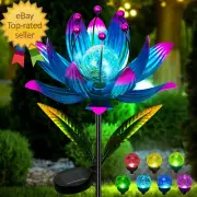 Wind Spinners Outdoor 38 Inch Metal Wind Spinner Yard with Stake Solar Windmill