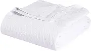 Superior 100% Cotton Thermal Blanket, Soft and Breathable Cotton for All Seasons, Bed Blanket and Oversized Throw Blanket with Luxurious Diamond Weave - King Size, White