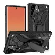 For Samsung Galaxy S22 Ultra Case Armour Shockproof Tough Cover Kickstand Black