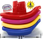 Matty's Toy Stop Plastic Nesting/Stacking Tug Boats (11") Red, Blue, Pink & Y...