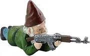 Military Gnomes Funny Army with Guns AK47 Garden Decor Outdoor Statue Figurines Lawn Yard Decoration Resin (D)