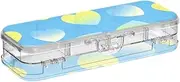 [Amooorous] Teal Gradient Valentine Love Designed Clear Plastic Pencil Box Double Deck Hard Pens Cases For Stationery With Snap Lid