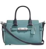 New Coach Swagger 27 Pebble Leather silver marine multi color bag tote 26949