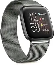 Metal Band Compatible with Fitbit Versa 2 Bands / Fitbit Versa Bands for Women Men, Stainless Steel Mesh Loop Replacement Bracelet Strap for Fitbit Versa 2 / Fitbit Versa / Versa Lite / Versa SE Smart