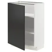 METOD base cabinet with shelves, white/Nickebo matt anthracite, 60x37x80 cm