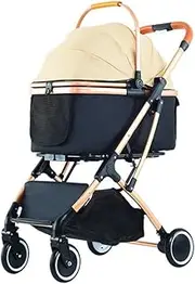 Pet Stroller Small and Medium-Sized Pet Stroller Outing Dog Cart Bag Separated Dog Folding Aluminum Alloy Cat Stroller Small Pet Stroller(Black)