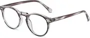 LJCZKA Blue Light Filter Glasses Round Men Women Round Glasses Without Prescription Retro Anti Blue Light Glasses Round Computer Glasses, Grey (grey stripes)