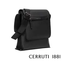 在飛比找momo購物網優惠-【Cerruti 1881】義大利頂級皮革肩背包斜背包(黑色