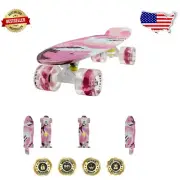 22-Inch Mini Cruiser Skateboard in Pink Camouflage - Ideal for Kids & Beginners