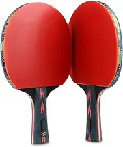 Ping Pong Paddles Table Tennis Set with Carry Bag - 2 Table Tennis Bats + 3 Ping Pong Balls for Trainers, Amateurs, Beginners,Expert ZSMMFDB (Size : 1 x Long Handle+1 x Short Handle)
