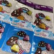 Set Of 3+3 Iron On Patch NWT Cupcake Sprinkle Heart 1x1 And 2x2