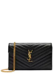 Saint Laurent Envelope Leather Wallet-on-chain - Black - One Size ONE SIZE
