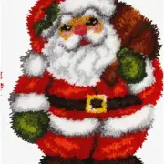 CozyCraft Claus Cushion Kit: Vibrant Printed Canvas, 4.5 Count Latch Hook for Ad
