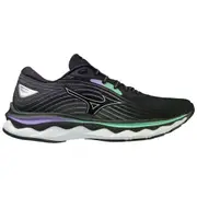 Mizuno - Womens Wave Sky 6 Neutral Cushioned Running Shoes (Black/Silver/Spring Bud)