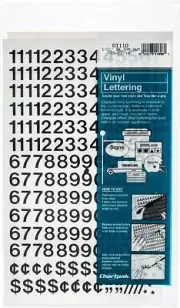 Chartpak Self-Adhesive Vinyl Numbers, 1/2 Inch High, Black, 210 per Pack (01110)