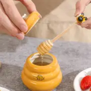 Joie Ceramic Beehive Honey Pot and Wooden Dipper Bee Spoon Golden Jam