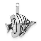 Sterling Silver Antiqued & Textured Fish Chain Slide Charm Pendant