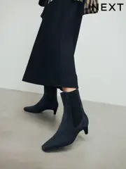 Navy Suede Standard/Wide Fit Forever Comfort® Chisel Toe Chelsea Ankle Boots (B58254) | $113
