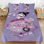 a1412 Kuromi Duvet Cover Set, 3 Piece Bedding Set 86x70" Double Sided Printing Decorative Comforter Cover Set (1 Duvet Cover + 2 Pillow Shams)" jfr141