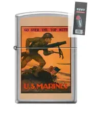 Zippo 85385 USMC Poster Go Over The Top US Marines Lighter + FLINT PACK