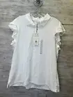 CALIA Flutter Sleeve Polo Shirt XXL Womens White Stretch