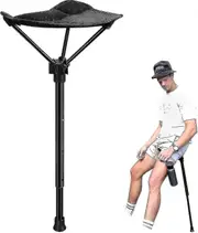 Portable Stool Height Adjustable Seat Retractable Outdoor Fishing Chair With 3 Gear Black