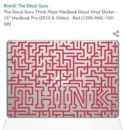 The Decal Guru Think Maze MacBook Decal Vinyl Sticker - 15" MacBook Pro 2015 ...