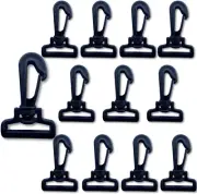 Swivel Lobster Claw Clasps - 12 Pcs - Black Plastic Snap Hook - Rotating Design