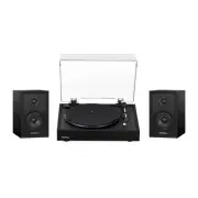 Electrohome Montrose Record Player w/ Berkeley Powered Bluetooth Speakers Black