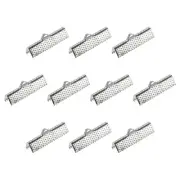 230Pcs Ribbon Crimp Clamp Ends 25mm Cord End Clasp for DIY Craft Silver White