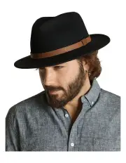 [Johnny Bigg] The Wool Felt Fedora Hat Black
