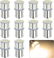 Wogomz 10 PCS 1156 1141 1003 7506 BA15S LED Bulbs, Super Bright 3014 50-SMD LED Interior Lights Replacement for 12 Volt RV Camper Trailer Boat Trunk, Universal Car Accessories (Yellow)