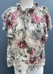 SECRET MISSION KATHERINE CHIFFON FLORAL PRINT BLOUSE SIZE SMALL-$280