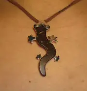 Necklace Gianni Liverani coconut shell silver plated Zama alloy Small Gecko New!