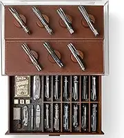 Holme & Hadfield Display Your Knife Collection with The Armory Pro – Premium Pocket Knife Display Case for 20-30 Knives – Easy Access, Huge Drawer & Leather Lining – Wooden Pocket Knife Holder