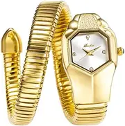 [Generic] Snake-Inspired Women’s Quartz Watch – 27.5mm Serpentine Dial, 30M Waterproof Stainless Steel Bracelet, Japanese Movement