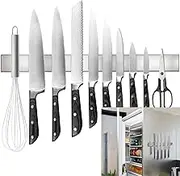Rymmzone Magnetic Knife Holder for Refrigerator, 17" Double-Sided Knife Magnetic Strip, Premium SUS304 Stainless Steel Magnetic Knife Holder for Wall, Can be Used as Knife Rack, Tool Holder, and More
