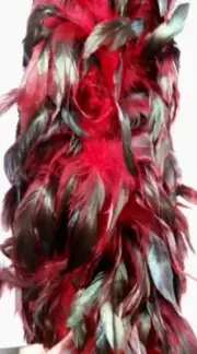 dyed natural rooster feather boa ,sold by 2 yards pcs ,6-8 inches feather size