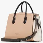 Kate Spade Knott Medium Satchel Beige Colorblock Pebbled Leather K4382 NWT FS