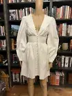 NWT Reformation Ivory Catie Mini Dress Peasant Puff Balloon Long Sleeve Sz M