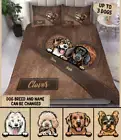 Dog Brown Floral Heart Personalized Bedding Set, Personalized Gift for Dog