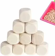 Mirpuytn Blank Dice - Blank Wooden Blocks for | Unfinished Square Blocks, 6-Sided Wood Cubes with Rounded Corners for Craft Projects